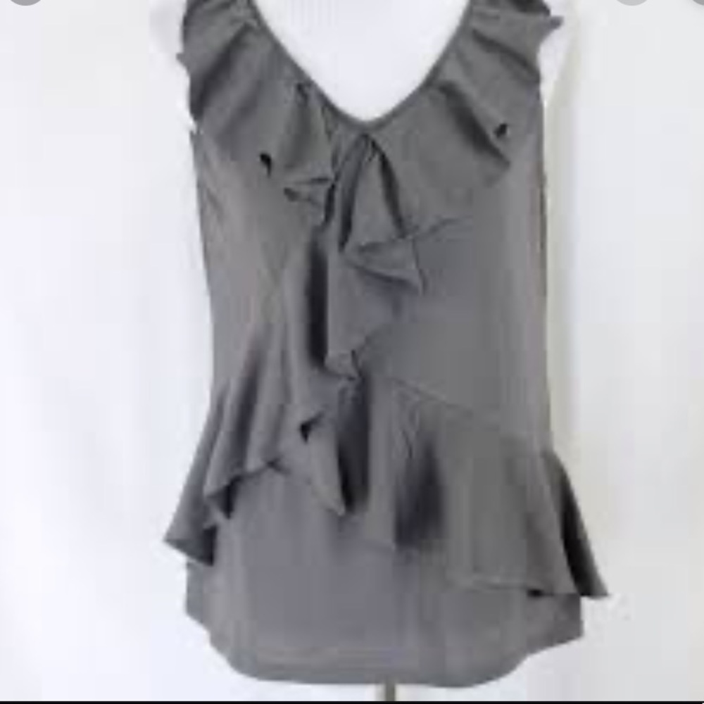 Garnet Hill Gray  Ruffled Top / Size XS